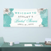 Simple Chic Turquoise Green Floral Bridal Shower Banner (Tradeshow)