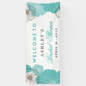 Simple Chic Turquoise Green Floral Bridal Shower Banner (Vertical)