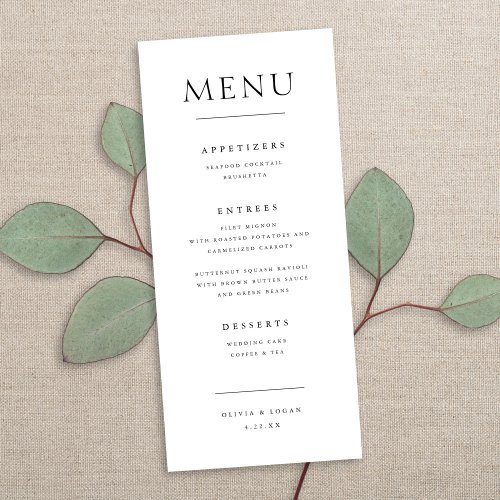 Simple Chic Typography BW Wedding Reception Menu