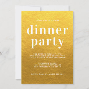 Simple Chic Typography Classic Gold Dinner Party Invitation