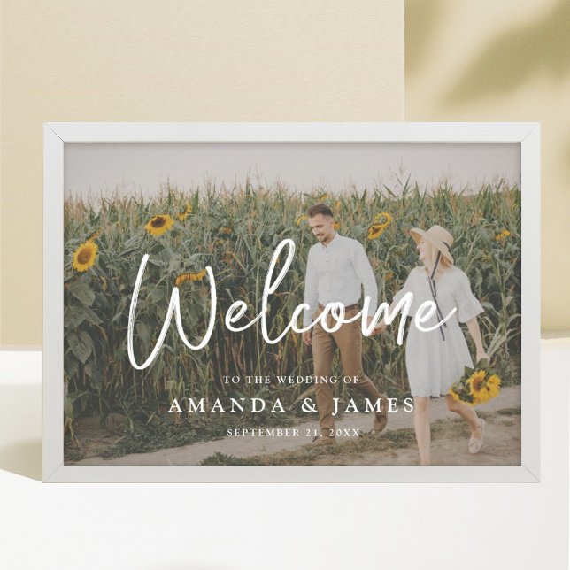Simple Chic Typography Full Photo Wedding Welcome  Poster (Creator Uploaded)