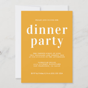 Simple Chic Typography Mellow Yellow Dinner Party Invitation