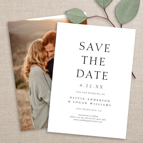 Simple Chic Typography Photo Wedding Save The Date