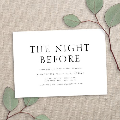 Simple Chic Typography Wedding Rehearsal Dinner Invitation