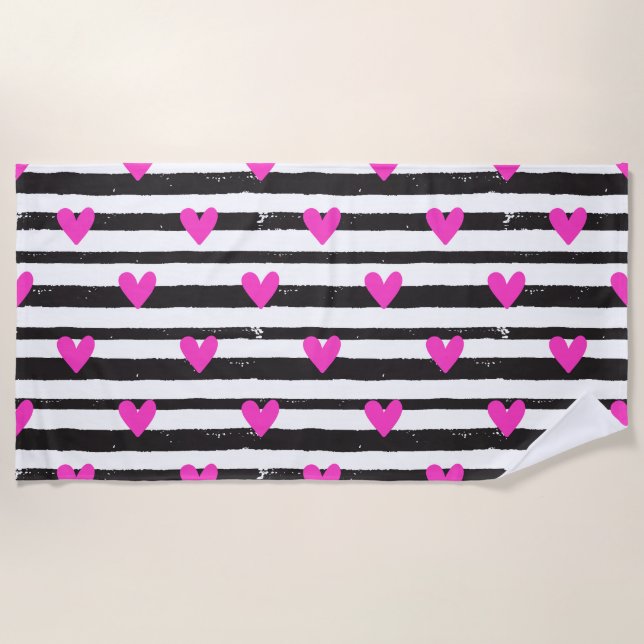 Simple Chic Valentine’s Day Heart Beach Towel (Front)