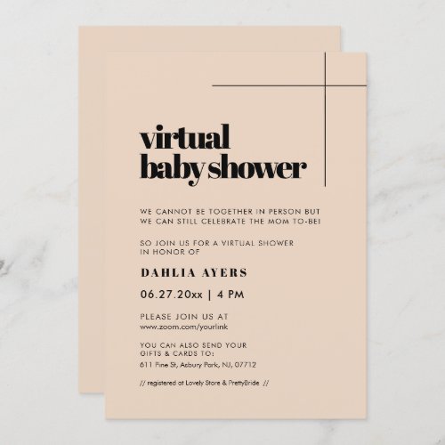 Simple chic Virtual baby shower Invitation