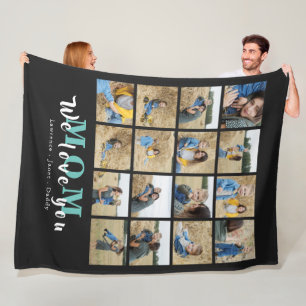 Simple Chic We Love You Mom Mothers Day 16 Photo Fleece Blanket