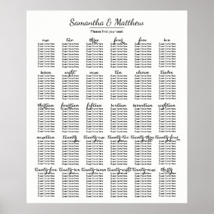 Simple & Chic Wedding - 30 Tables   Seating Chart