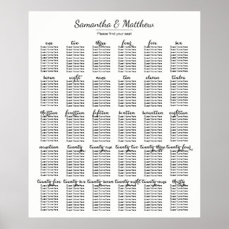 Simple & Chic Wedding - 30 Tables | Seating Chart