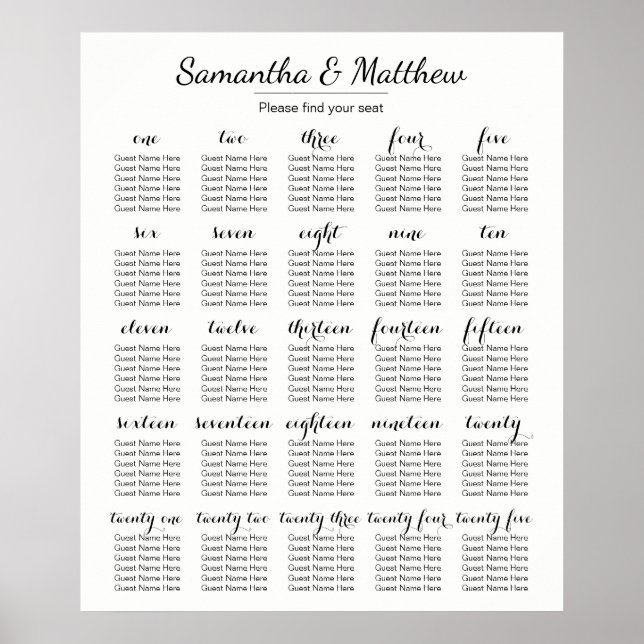 Simple & Chic Wedding -More Tables | Seating Chart (Front)