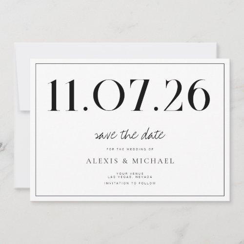 Simple Chic Wedding Non_Photo Save The Date