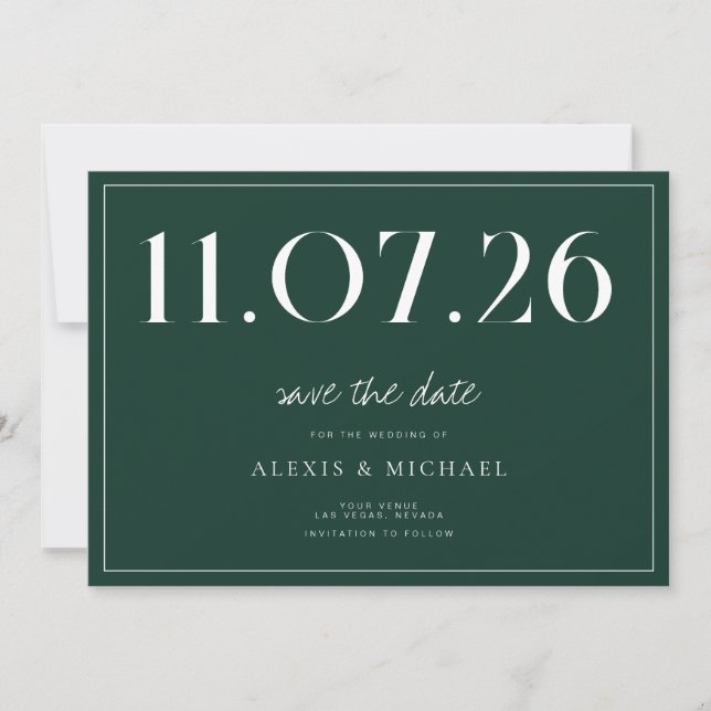 Simple Chic Wedding Non-Photo Save The Date (Front)