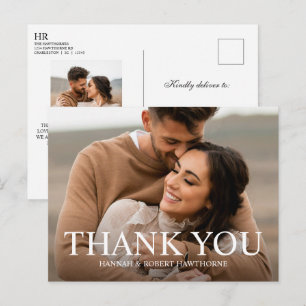 Simple Chic Wedding Photo Modern Elegant Thank You Postcard