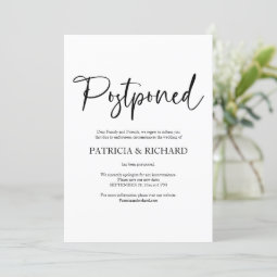 Simple Chic Wedding Postponed Announcement | Zazzle