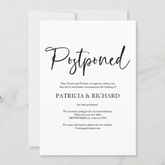 Simple Chic Wedding Postponed Announcement | Zazzle