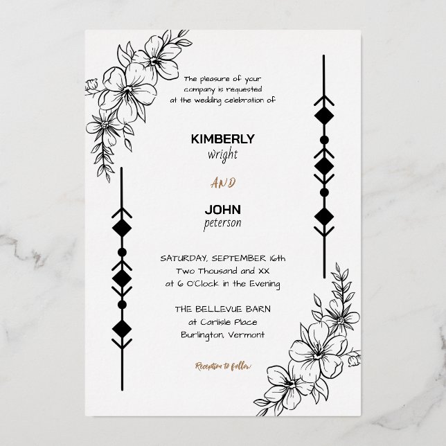 Simple Chic Wedding Rose Gold Foil Invitation (Front)