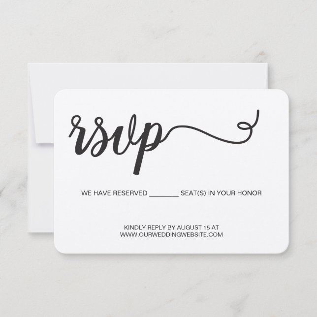 Simple chic wedding RSVP We have Reserved Seats Card (Front)