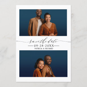 Simple Chic Wedding Save The Date 2 Photo Collage Invitation