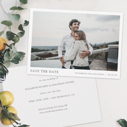 Simple Chic Wedding Save the Date Card with Photo