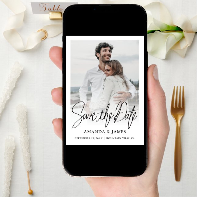 Simple Chic Wedding Save the Date Photo Card (Front Digital)