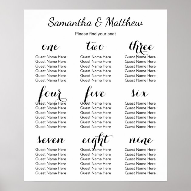 Simple & Chic Wedding | Seating Chart Poster
