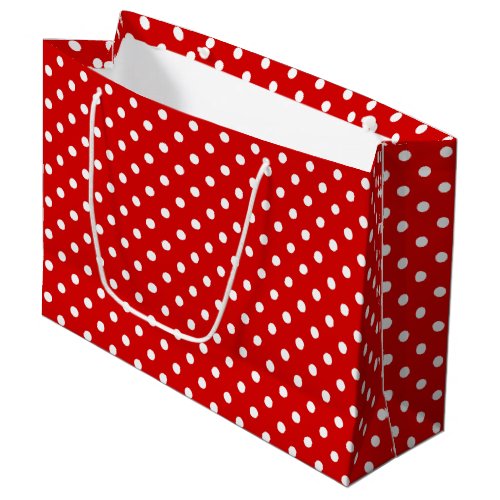 Simple Chic White Polkadots Pattern On Red Large Gift Bag