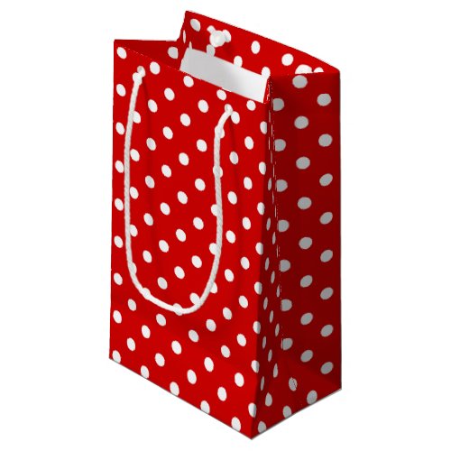 Simple Chic White Polkadots Pattern On Red Small Gift Bag