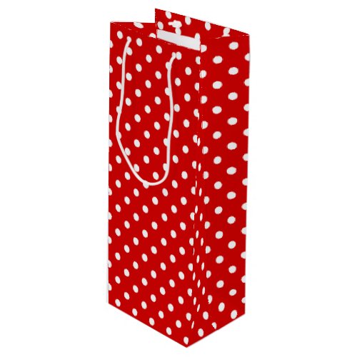Simple Chic White Polkadots Pattern On Red Wine Gift Bag