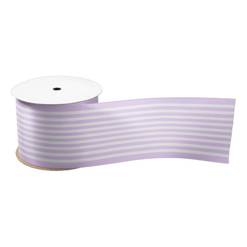Simple Chic White Stripes Pattern On Pale Violet Satin Ribbon