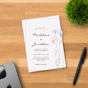Simple Chic Wildflower Beige Wedding Acrylic Invitations