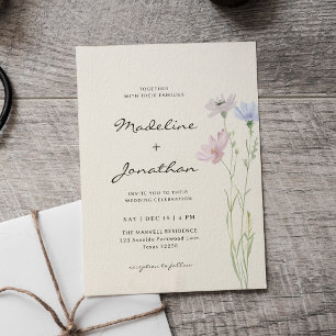 Simple Chic Wildflower Beige Wedding Invitation