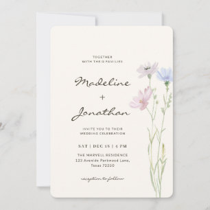 Simple Chic Wildflower Beige Wedding Invitation