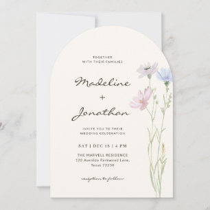 Simple Chic Wildflower Beige Wedding Invitation