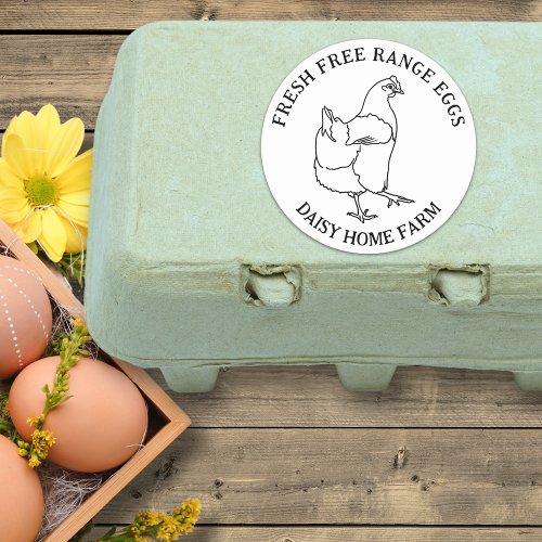 Simple Chicken Free Range Eggs Box Classic Round Sticker