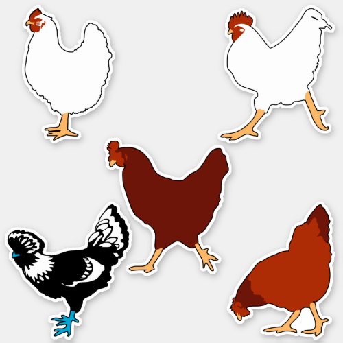 Simple Chicken Silhouettes Stickers