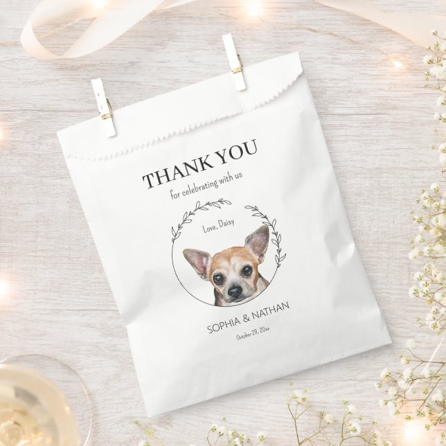 Simple Chihuahua Dog Wedding Thank You Favor Bag (Clipped)