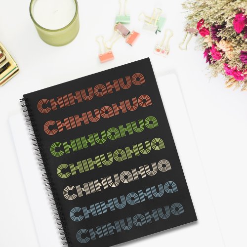Simple Chihuahua word in retro colors Notebook