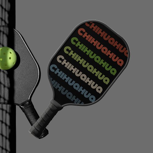 Simple Chihuahua word in retro colors Pickleball Paddle