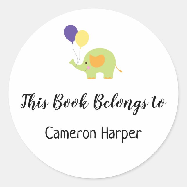 Simple Child and Baby Bookplate with Elephant (Front)