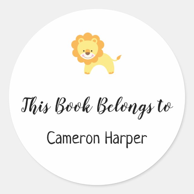 Simple Child and Baby Bookplate with Yellow Lion (Front)