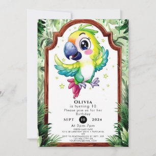Simple Children Parrot Birthday Invitation
