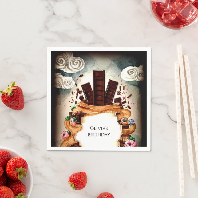 Simple Children's Chocolate Birthday Napkins (Insitu)