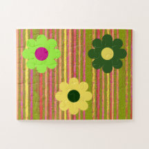 Simple Children's Puzzle Stripes Flowers