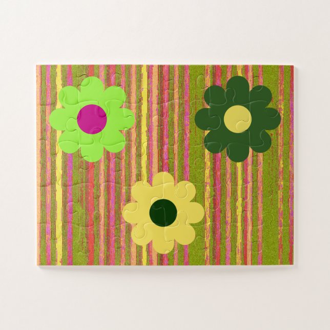 Simple Children's Puzzle Stripes Flowers (Horizontal)