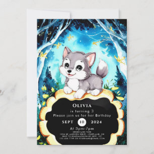 Simple Children's Wolf Birthday Invitation