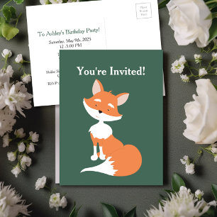 Simple Child's Birthday Fox Invitation Postcard