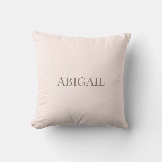 Simple Child's Blush and Gold Personalized Throw Pillow (Front)