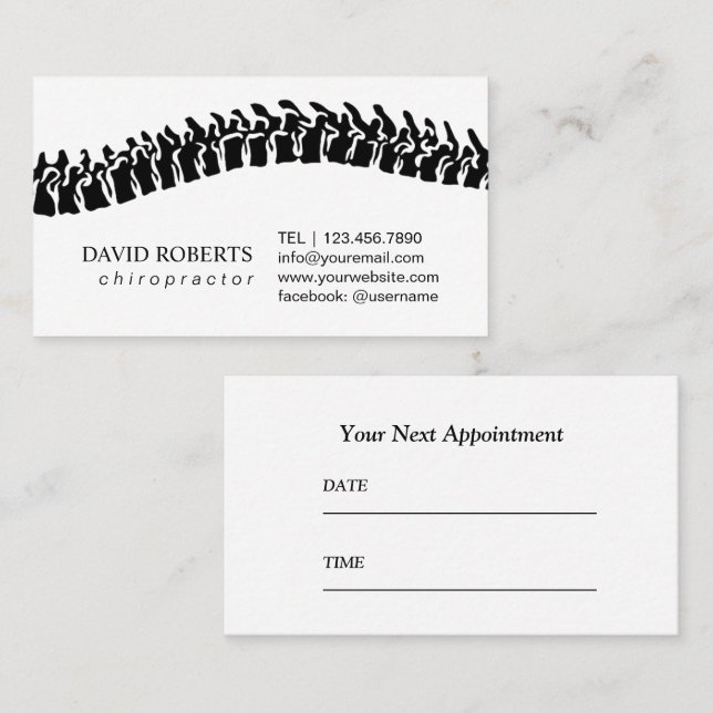 Simple Chiropractor Appointment Card (Front/Back)