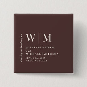 Simple Chocolate Brown Beige Formal Event Wedding Button