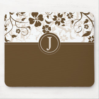 Simple Chocolate Brown Monogrammed Mousepad